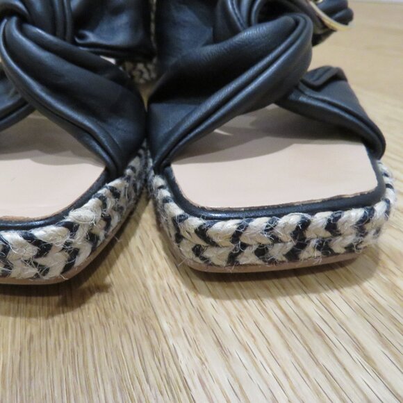 GAIMO Karoo Black Leather Cross Over Slip On Jute Platform Clog Sandals 10.5 - Picture 8 of 16